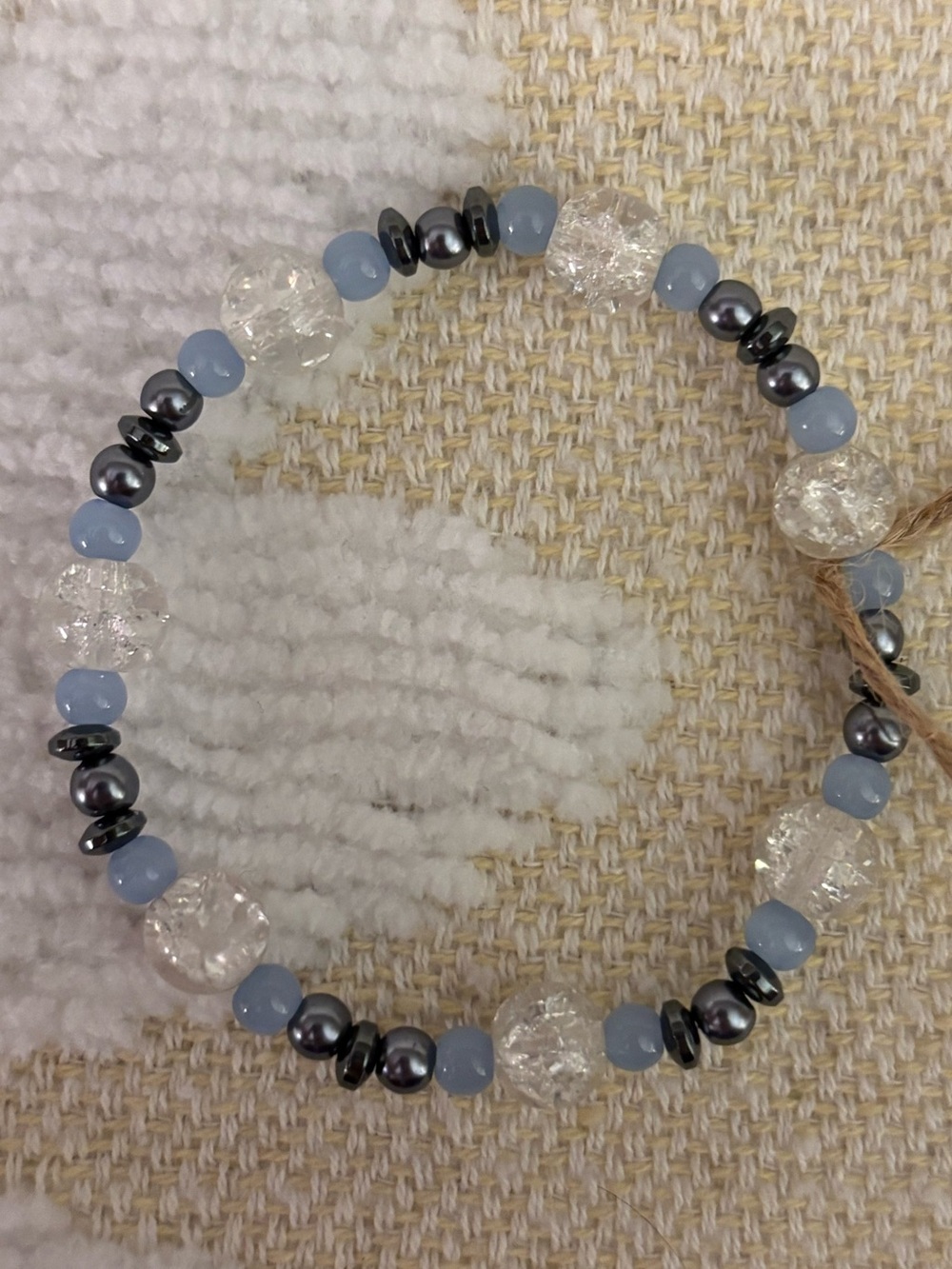 Light Blue, Clear, & Silver Beaded Bracelet
